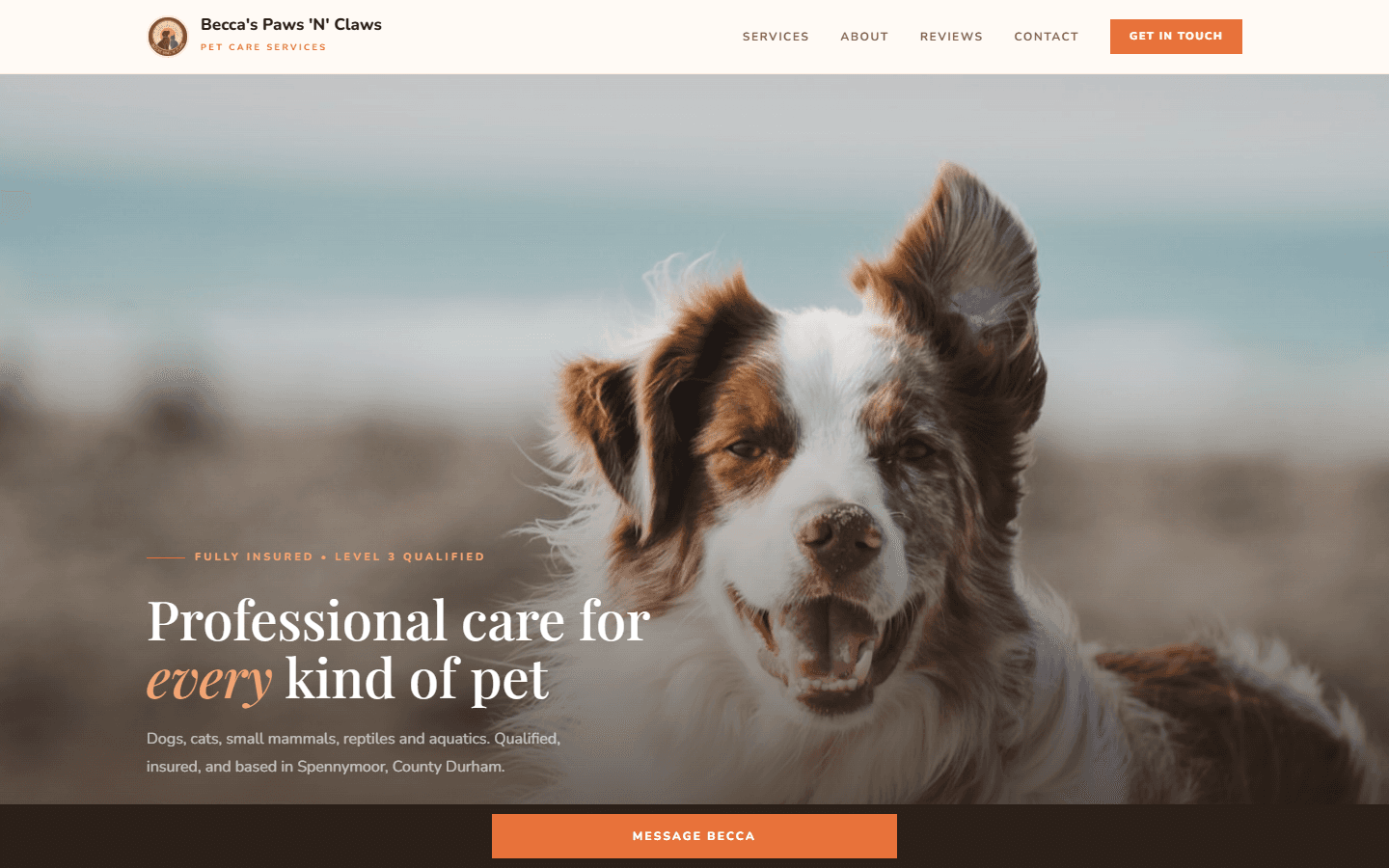 Screenshot of beccaspawsnclaws.co.uk