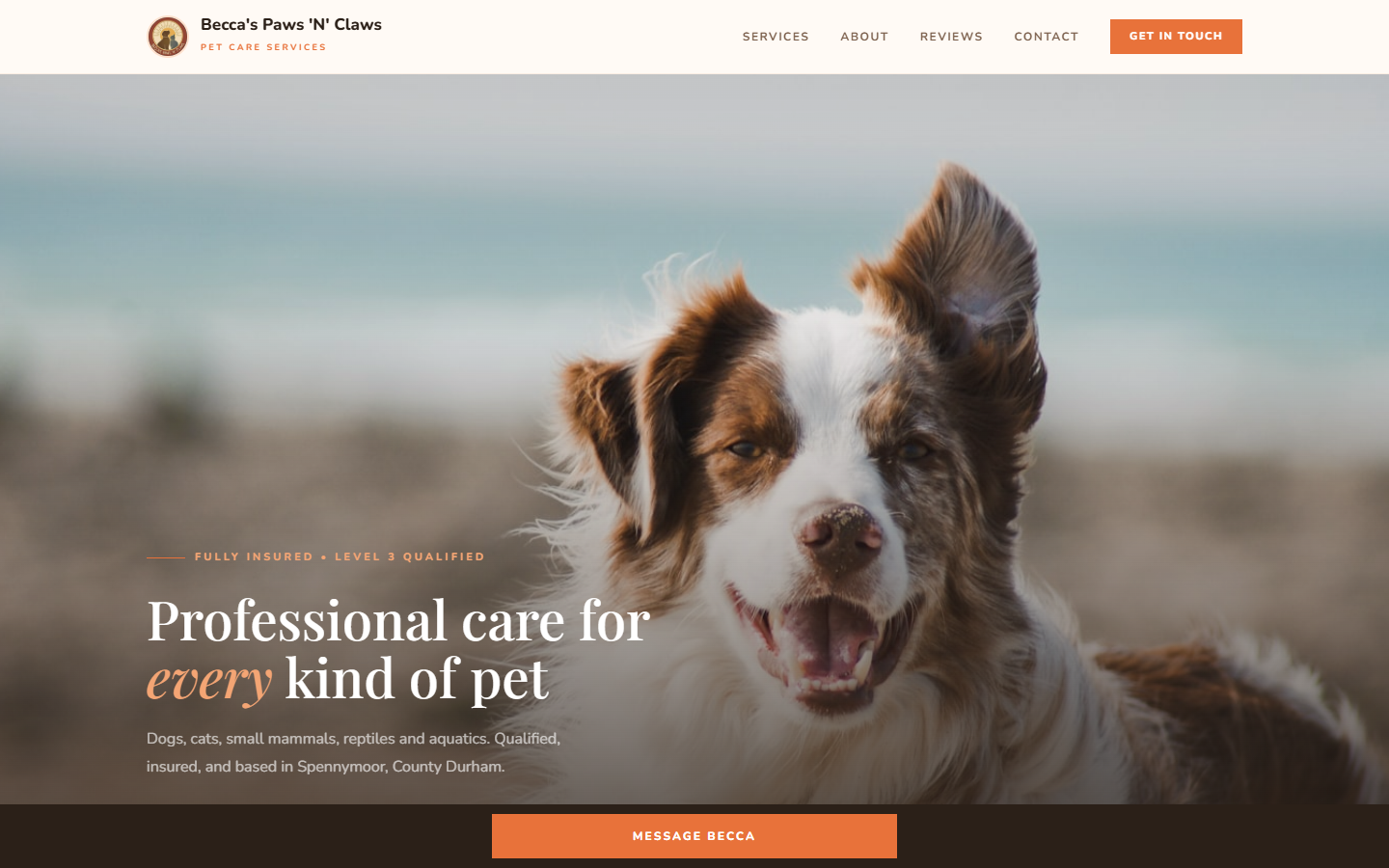 Screenshot of beccaspawsnclaws.co.uk